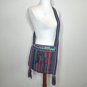 Hand Woven Colorful Rainbow Hobo Sling Shoulder Crossbody Bag Hippie‎ Festival